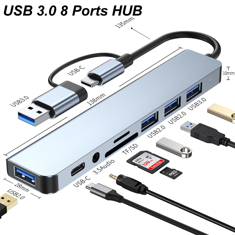 Usb Hub Type C - Hub USB TYPE-C 3.0 8-IN-1 con